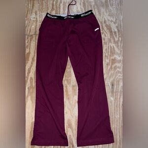 greys anatomy straight leg scrub pants maroon/wine